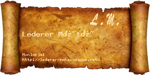 Lederer Máté névjegykártya
