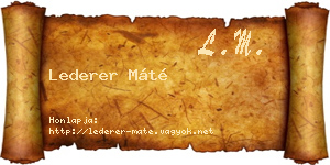 Lederer Máté névjegykártya